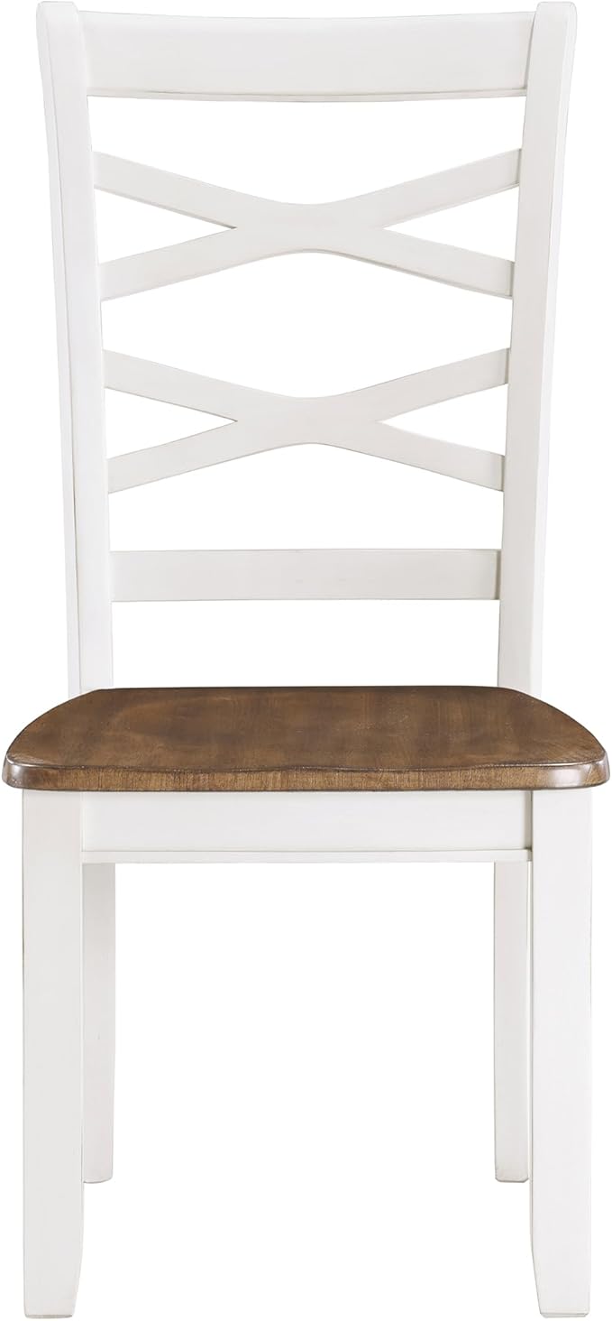 Lexicon Dining Table Set for 6 with Chairs, Wood 7 Piece Farmhouse Dining Room Table and Chairs Set of 6, Cross Back, Easy Assembly Seater for Indoor Home, Dinner, Kitchen, Cherry/White