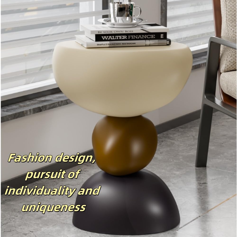 Featured Round End Table, Resin Side Table, Simple Bedside Table, Modern Deco...