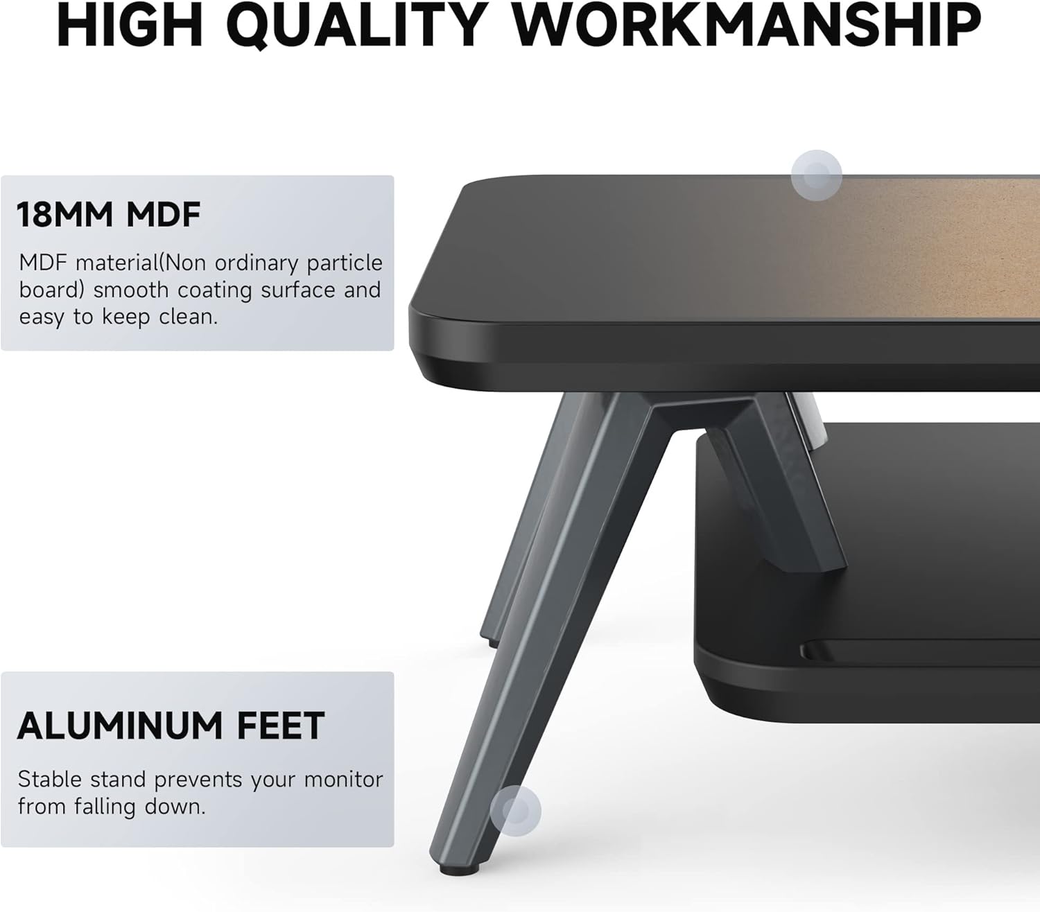 Fenge Monitor Stand, Monitor Stands Riser for Desk, 23.6 Inch Wood Desk Shelf with Storage Organizer and Cable Management for Office Desk Accessories
