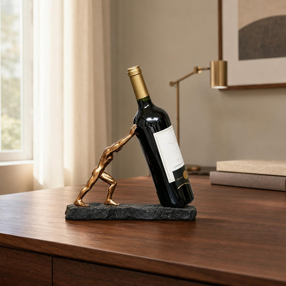 AWNR Abstract Single Wine Liquor Bottle Holder Gifts for Men, Display Shelf |...