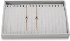 18Slots Necklace Braclet Tray Velvet Jewelry Trays Microfiber Jewelry Drawer Organizer for Necklace, Bracelets,Watch Storage Display (Grey)