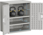 Amopatio Outdoor Storage Cabinet with 2 Shelves, Resin Storage Cabinet Waterproof Plastic Storage Shed - Outdoor Patio Tools, 19.7" D x 29.5" W x35.4 H, Gray