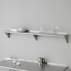 ROCKPOINT Stainless Steel Shelf 12 x 72 Inches 450lb, NSF Metal Commercial Shelves Wall Mount Floating Shelving with Backsplash for Restaurant, Kitchen, Home and Hotel, Silver