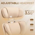 COLAMY Office Chair with Retractable Footrest, Ergonomic High Back Design Executive Computer Desk Chair with Removable Lumbar Pillow, 90-135°Reclining, Thick Bonded Leather, 2 PCs, Khaki