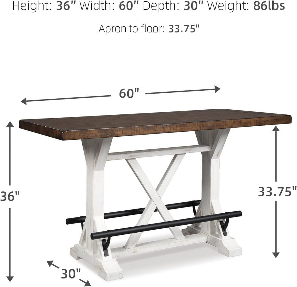 Signature Design by Ashley Valebeck Counter Height Dining Table, Rustic Farmh...