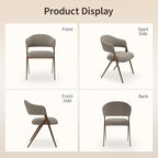 Dining Room Chairs Set of 2, Upholstered Dining Room Chairs, Mid Century Fabric Kitchen Chairs with Curved Backrest and Metal Legs, Taupe