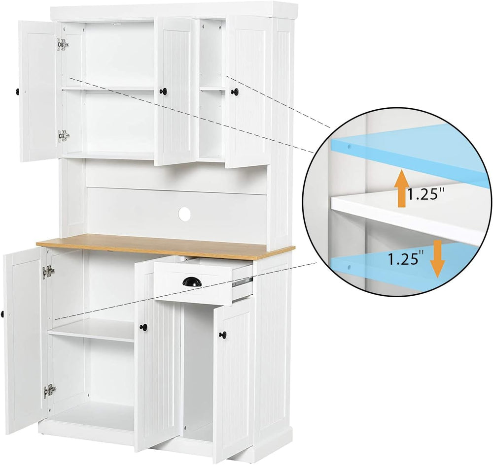 Freestanding Kitchen Pantry with Dawer & 3 Shelves, 2 Single Doors & ...