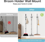 nacena Broom Holder Wall Mount, 4 Packs Silver Stainless Steel Mop and Broom Hanger with Hooks Heavy Duty Broom and Mop Organizer Wall Hanging for Bathroom, Kitchen