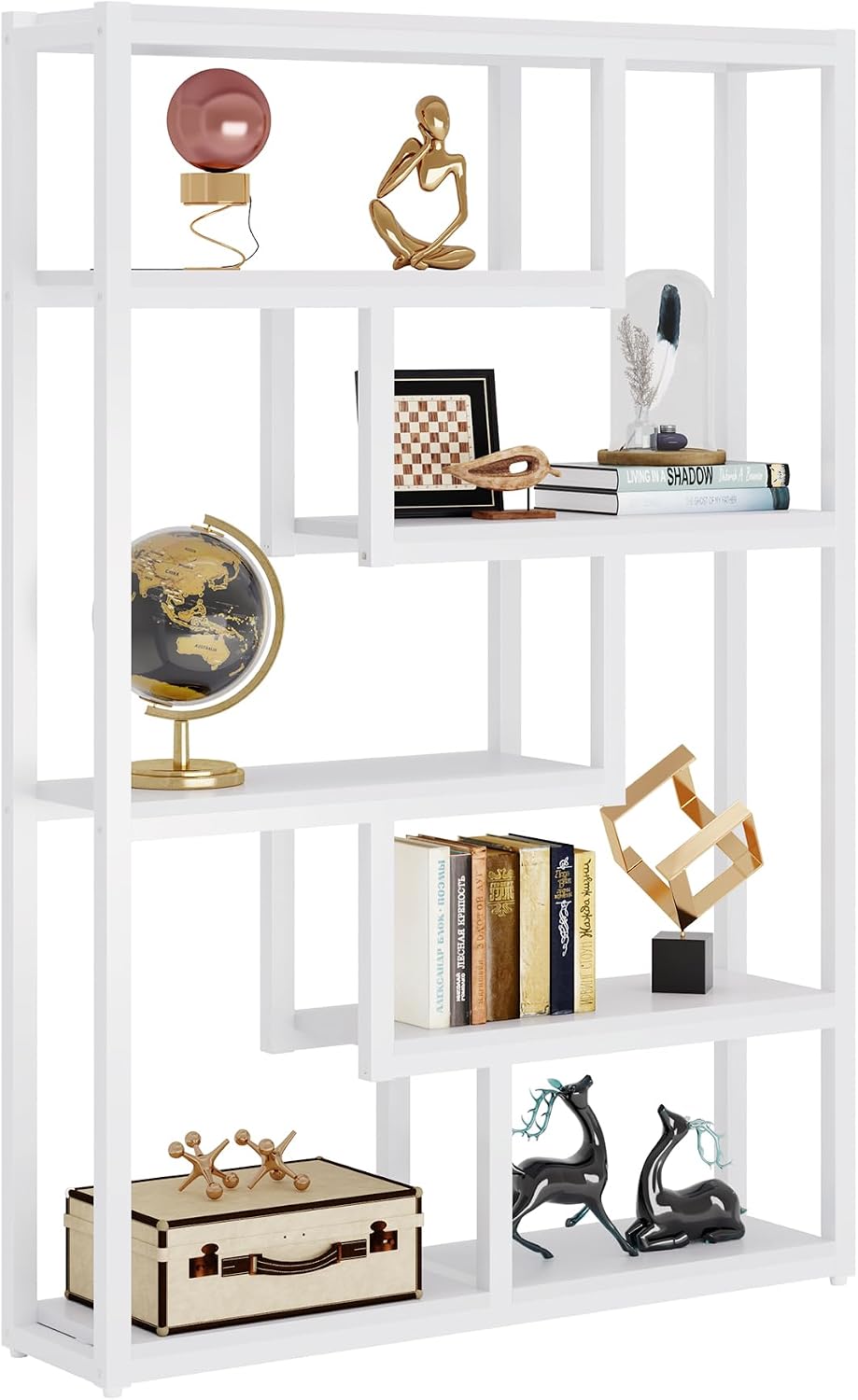 Tribesigns Way to Origin 6-Shelf Industrial Bookshelf, Modern Etagere Bookcas...