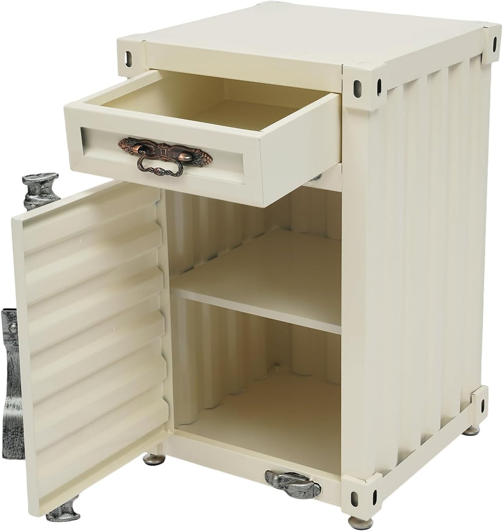 Industrial Wind Bedside Table, Container Style Locker Wrought, Iron Container...