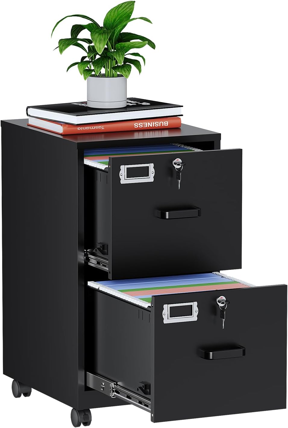MIIIKO 2 Drawer File Cabinet with Lock, Vertical Metal Filing Cabinets for Ho...