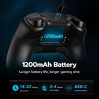 ISHAKO PC Gaming Controller - Wireless/Bluetooth Controller with 1200mAh Battery, 4-Back Buttons, Hall Effect Joysticks&Triggers, Work for Windows PC, Steam, Luna, Tesla, Mac, Android and Switch - Black