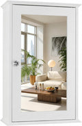 Bonnlo White Mirrored Medicine Cabinet, Wall Mounted Bathroom Storage Cabinet with Mirror Door, Adjustable Shelves & Magnetic Closure, Small Bathroom Organizer for Over Toilet or Sink