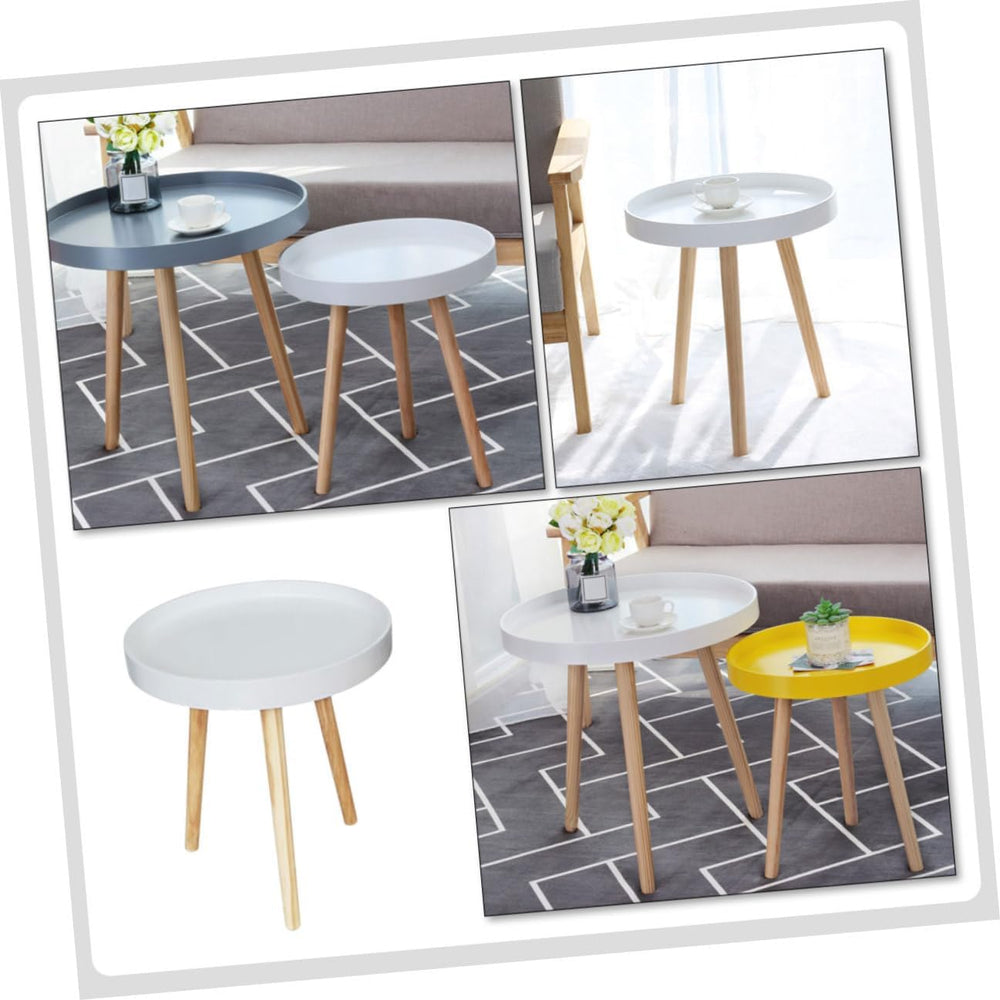 Homoyoyo Nordic Style Small Round Side Table White Mini Sofa End Table for Li...