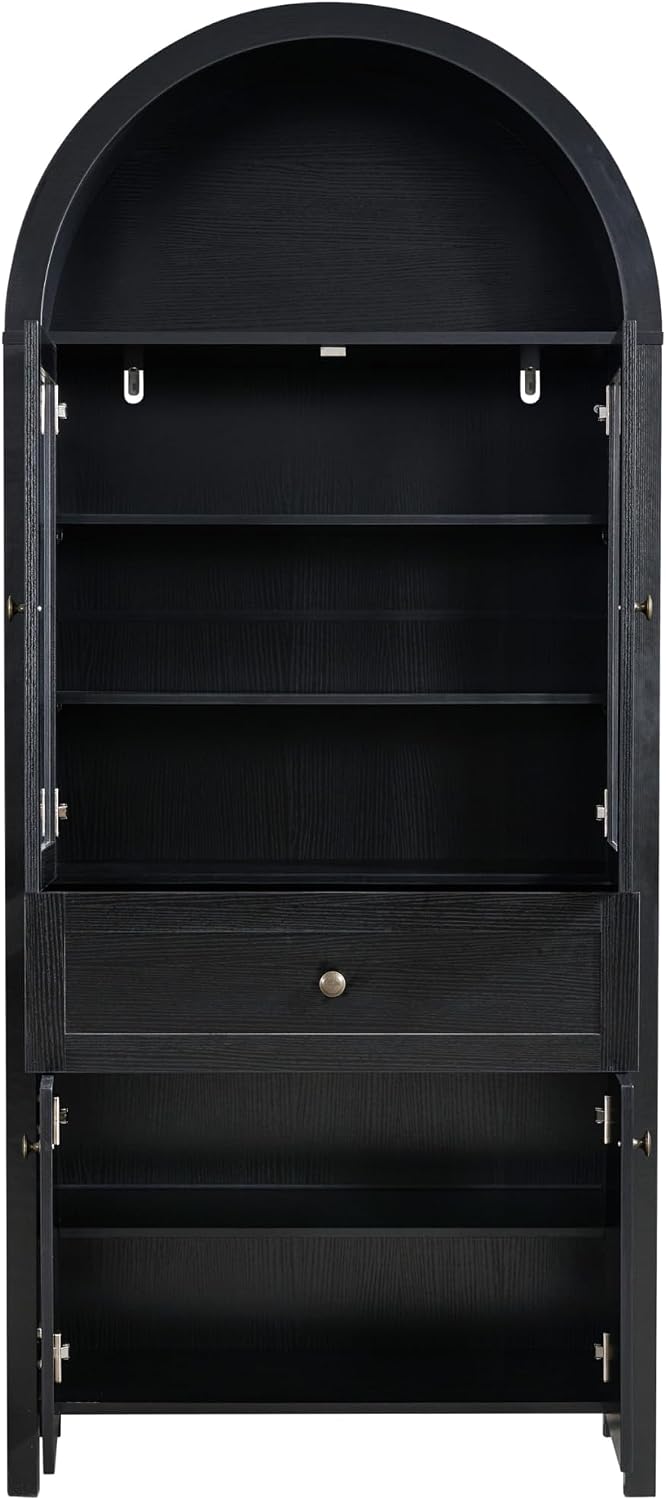 71" Tall Arched Pantry Cabinet, Kitchen Storage Pantry Cabinet, Farmhous...