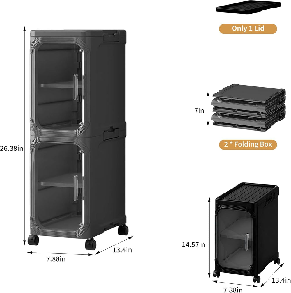 2-Tier Narrow Storage Cabinet, Slim Bathroom Storage Cabinet with Adjustable ...