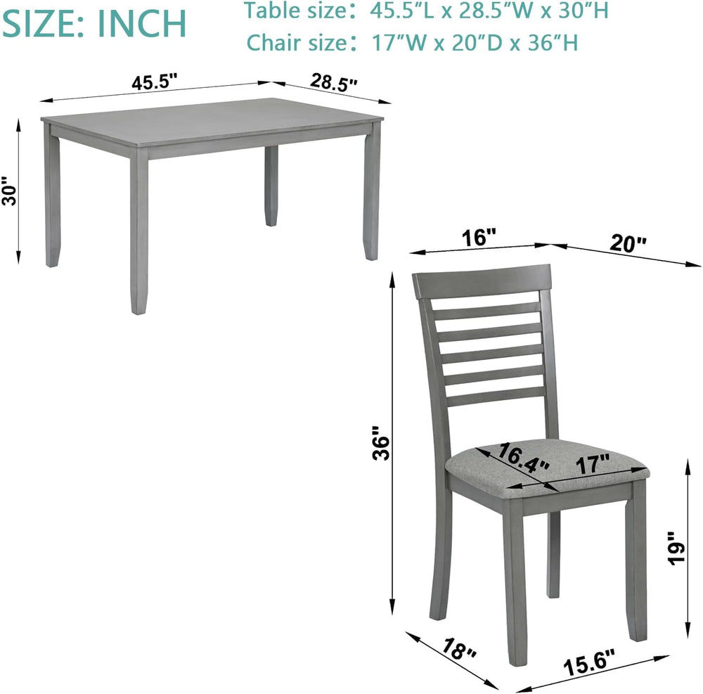 RuiSiSi 5 Piece Dining Table Set for 4, Farmhouse Rectangular Kitchen Table w...
