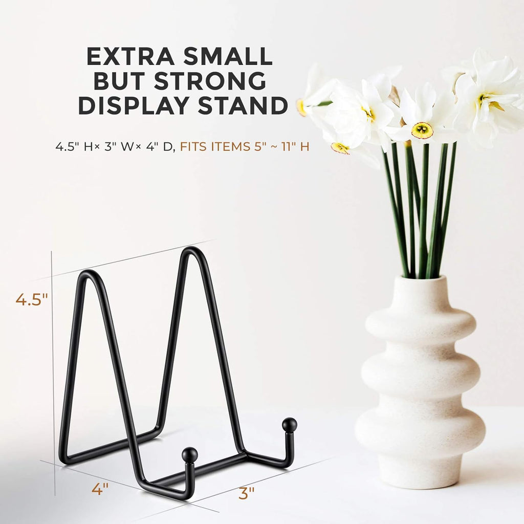 TR-LIFE Plate Stands for Display - 4.5 Inch Plate Holder Display Stand + Metal Frame Holder Stand for Picture, Decorative Plate, Book, Photo Easel
