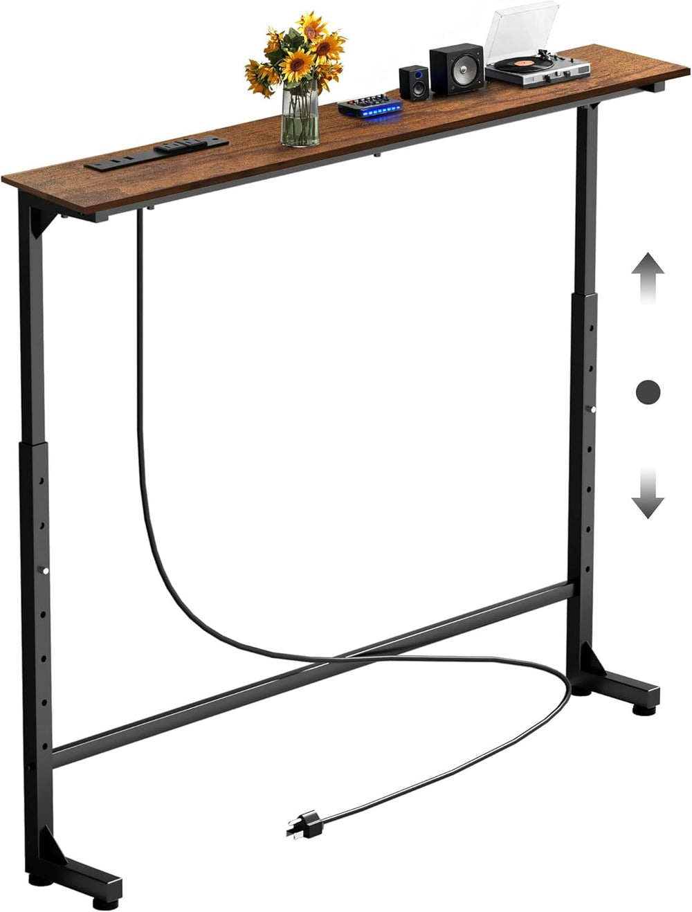 Keelian 45 inch Behind Couch Table with Outlets Sofa Table Rustic Brown