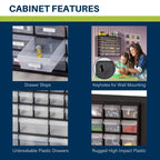 Akro-Mils 44-Drawer Plastic Drawer Storage Cabinet for Garage Organization, Bead Organizer, Building Bricks Storage, Teacher Toolbox, Makeup Organizer, 20-Inch W x 6-Inch D x 16-Inch H, 10144 Black