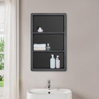 Recessed Medicine Cabinet No Mirror - 14x24 Bathroom Storage Wall Cabinet with 2 Shelves, 304 Stainless Steel Shower Niche, Matte Black Waterproof for Bathroom, Toilet, Vanity