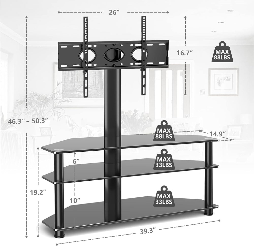 TAVR Furniture Swivel Floor TV Stand for 32-70 Inch TVs - Universal Height Ad...
