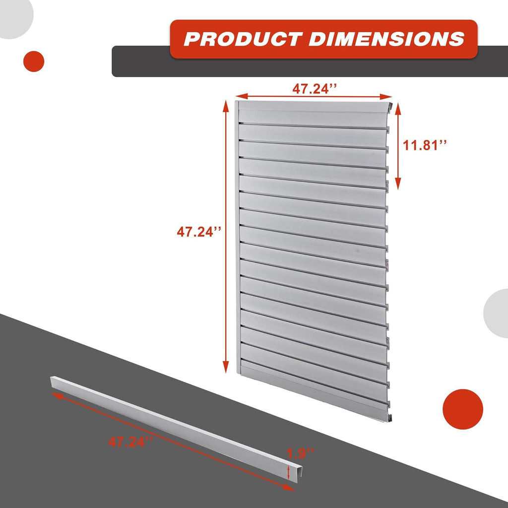 Slat Wall Paneling 4x4 FT, PVC SlatWall Panels Garage Organizer Storage System with Hooks & Accessories, Heavy Duty Wall Mounted Rack