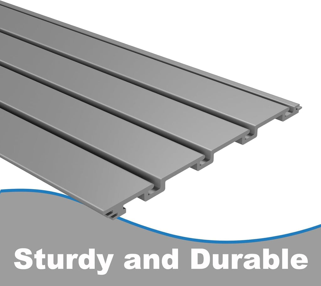 Duzzy Slatwall Panel, 4' H x 8' W PVC Slat Wall Paneling for Garage Wall Storage Organizer with Slatwall Hooks and Hangers (Grey)