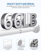 Closet Rods for Hanging Clothes, 17 to 69 Inches Stepless Adjustable Metal Closet Rod, 1.3 Inches Heavy Duty Clothes Hanging Rod for Closet Wardrobes Laundry RV, White