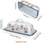 Enameled Farmhouse Vintage Butter Dish with Lid, 7.5 Inch Durable Kitchen Food Storage Container Rust-Resistant Refrigerator Safe,Vintage Decorative Design Kitchenware for Countertop