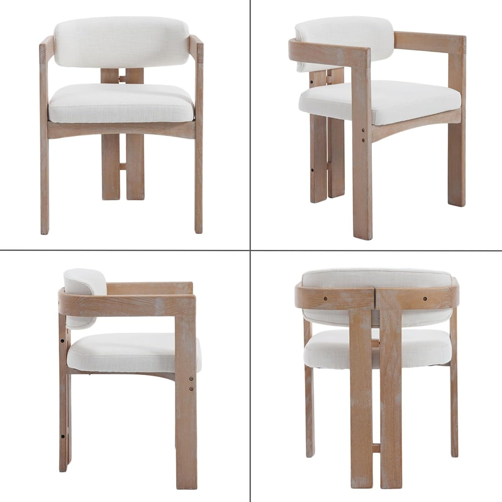 chairus Modern Barrel Dining Chairs Set of 4, Linen Upholstered Dining Room C...