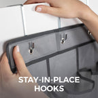 Over the Door Hanging Shoe Organizer, 24 Breathable Mesh Pockets, Closet Rack Storage Holder, Stay in Place Hooks Hang on Closets, Hanger Holds Up to 40 lbs for Shoes, Accessories, Gray