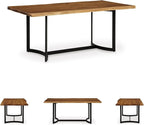 Signature Design by Ashley Fortmaine Contemporary Dining Table with Natural Live Edge, Light Brown & Black