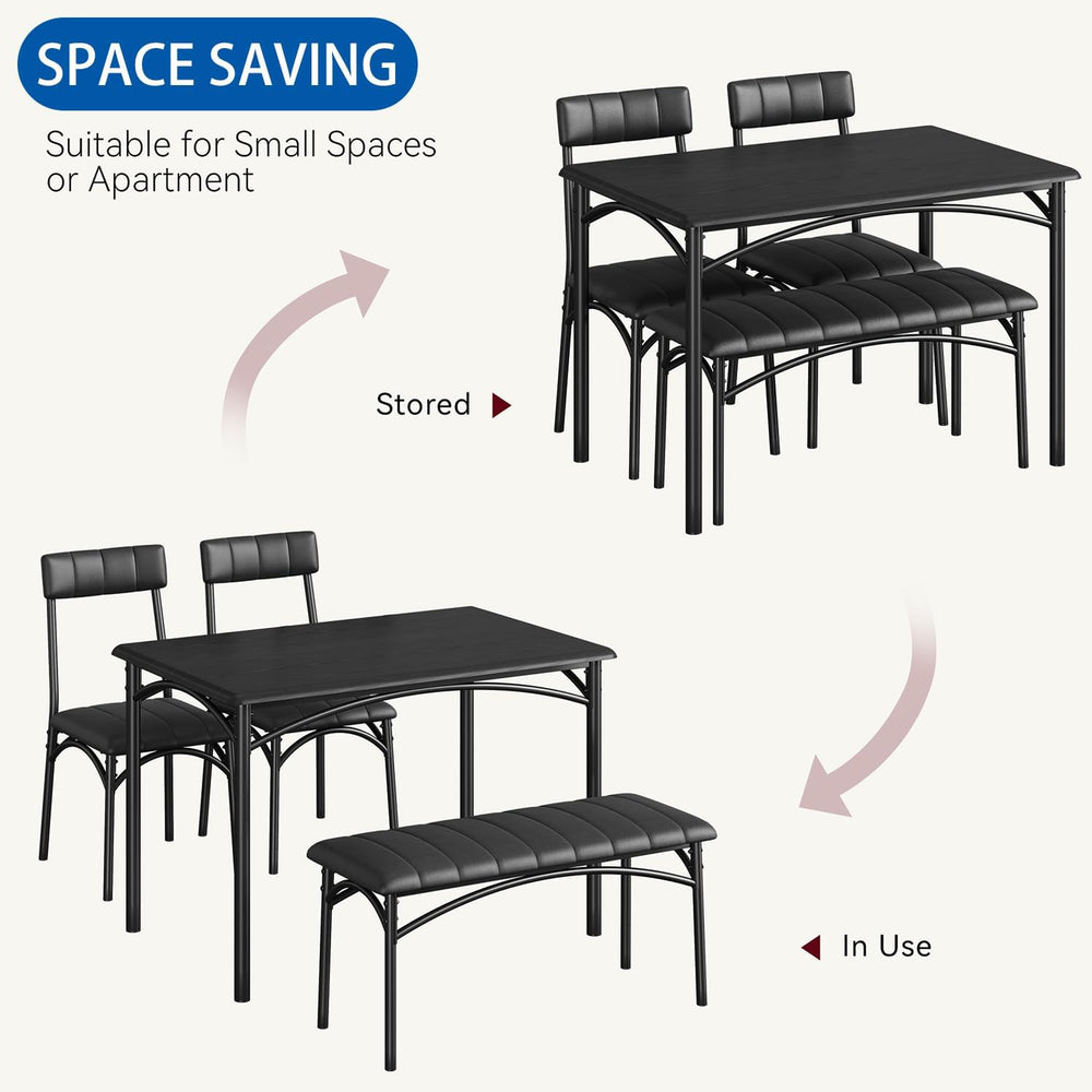 IDEALHOUSE Dining Table Set for 4, Kitchen Table and Chairs for 4 with Uphols...