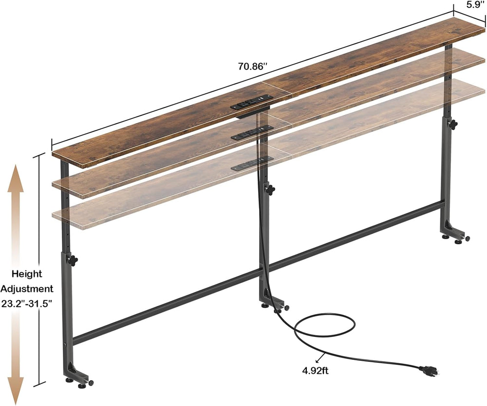 Faesun 70.9 Inch Behind Couch Table, 24"-32" Adjustable Height Rang...