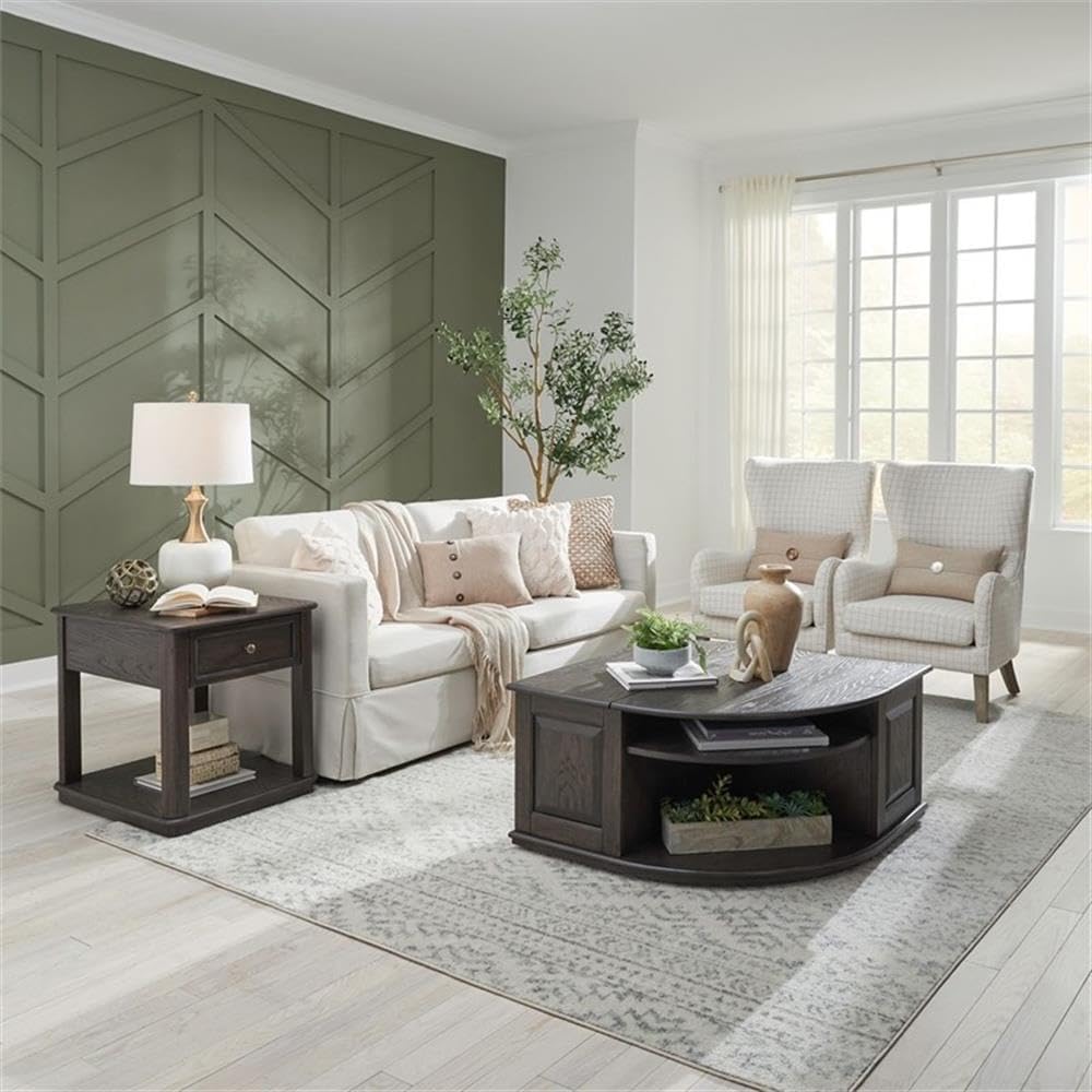 Pemberly Row 3 Piece Table Set, Rubberwood and Oak Veneers, Aged Oak Finish, ...
