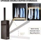 Pull Down Closet Rod for Hanging Clothes, Retractable Wardrobe Hanger for Cabinet Inside Width 26"~35", Aluminium alloy Tubing with Plastic Housing, 44 lb Weight Rating