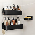 Orimade Shower Caddy 3-Pack, No-Drill Adhesive Shelves for Bathroom, Rustproof ABS Storage Organizer Set, Black