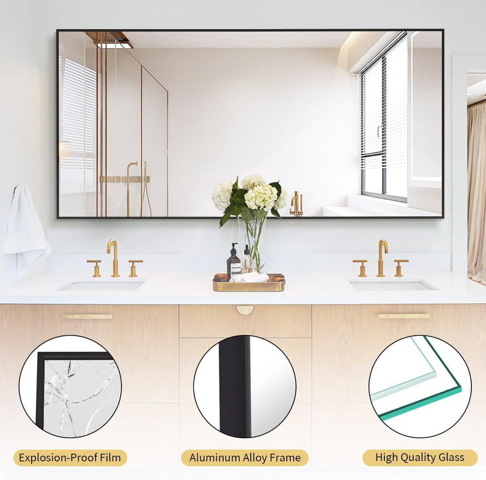 Koonmi 71"x30" Floor Mirror Full Length, Large Black Mirror