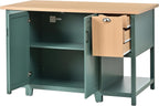 Christopher Knight Home Aaron 58" Kitchen Island with Storage, Modern Island Table for Kitchen, Storage Cabinet with Open Shelves, Wooden Kitchen Prep Table, Coffee Station Cabinet, Green+Natural