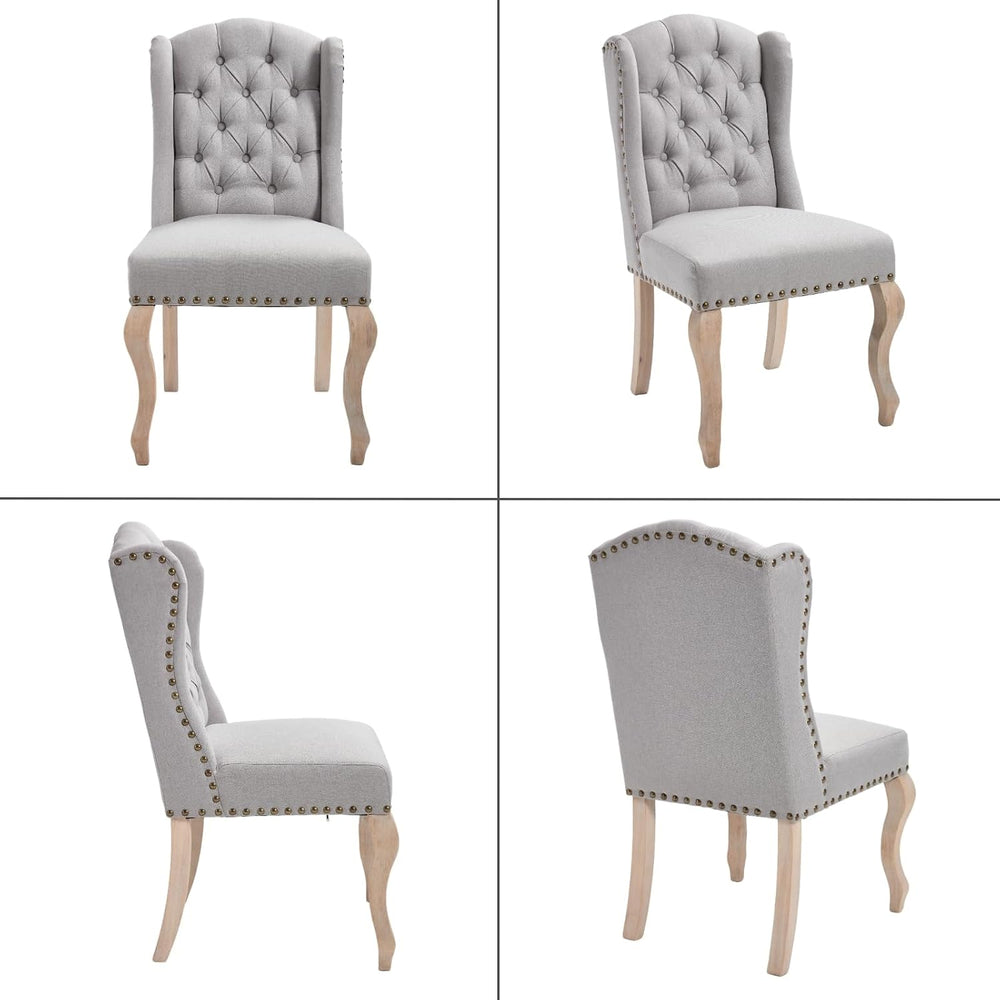 chairus Tufted Upholstered Parsons Dining Chairs Set of 6, Grey Linen | Linen...