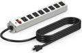 CCCEI Corner Mount Angle Power Strip, Under Cabinet Heavy Duty 8 Outlets Power Strip 20Amp, Metal Underneath Desk Plug Surge Protector, Wall Mountable, for Garage, Shop, Kitchen. 10FT Extension Cord.