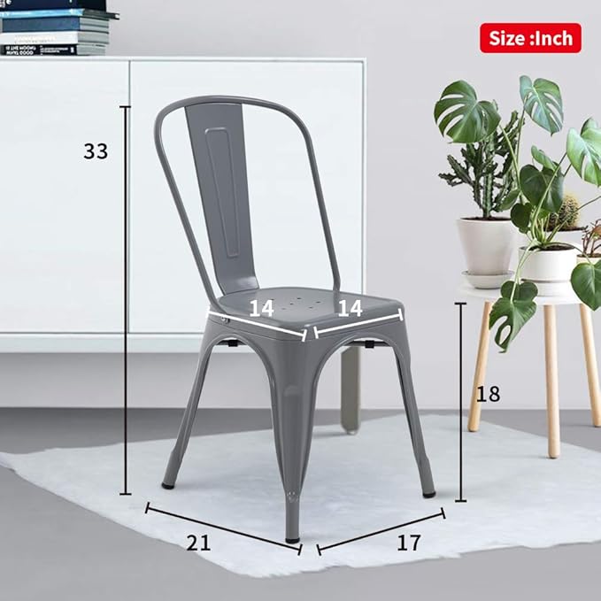 FDW Dining Chairs Set of 4 - Indoor/Outdoor, Metal, 18 Inch Seat Height, 330L...