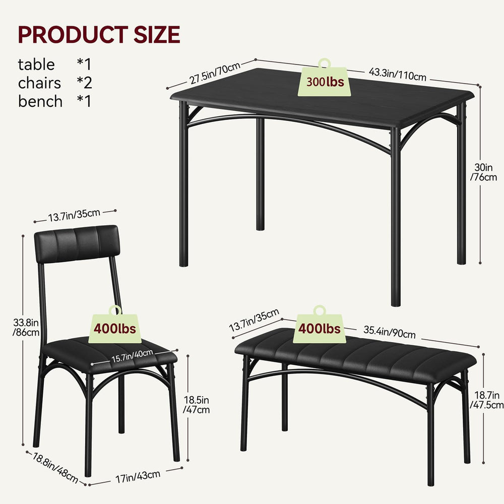 GarveeHome Dining Table Set for 4, Kitchen Table with Upholstered Chairs and ...