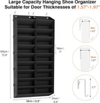 LANTEFUL Over the Door Shoe Organizer, Hanging Shoe Rack for Closet Door Shoe Storage for 30 Pairs Sneaker and Boots, Large Shoe Holder for Door with 10 Side Pockets, Space Saving, Black