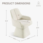Swivel Dining Chair Set of 1, Mid Century Modern Chair Fabric Upholstered Armchair with Armrest & Ergonomic Backrest for Dining Room, Kitchen, Bedroom, Living Room, Linen