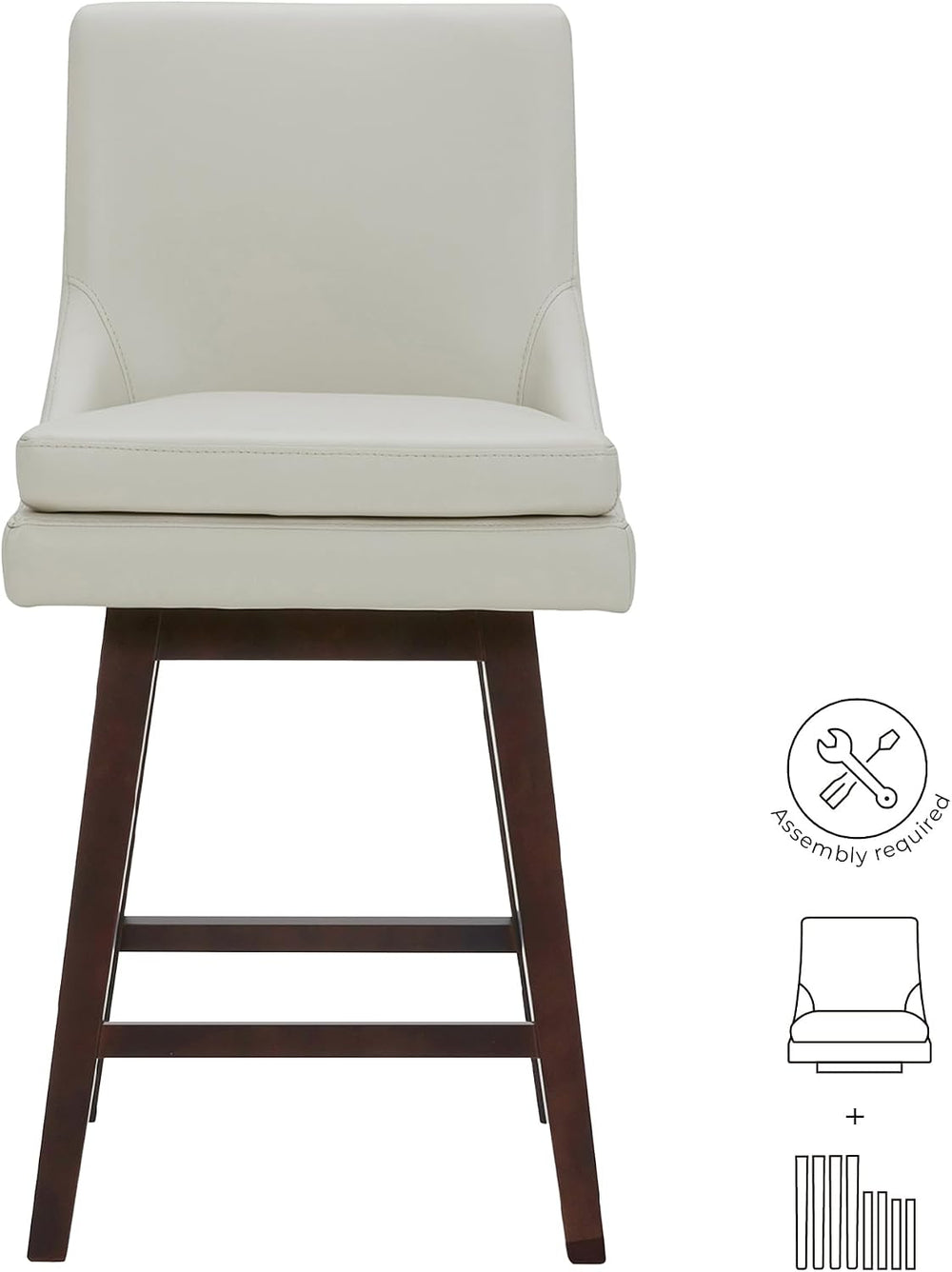 CHITA 26.8" Modern Swivel Counter Barstools, Creamy Grey Faux Leather, S...