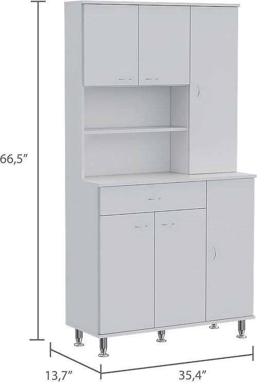 1 Shelf 1 Drawer Pantry Cabinet White