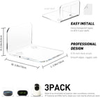 OAPRIRE Acrylic Floating Wall Shelves Set of 3 for Security Cameras, Baby Monitors, Speakers - Universal Small Wall Shelf with Cable Clips, 10-Piece Strong Tapes, No Drill (Clear)