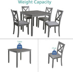 LUMISOL 5-Piece Wooden Dining Table Set with 4 Chairs, Kitchen Table Set for 4 People, Farmhouse Table and Chairs Set for Living Roo, Kitchen, Dining Room, Grey